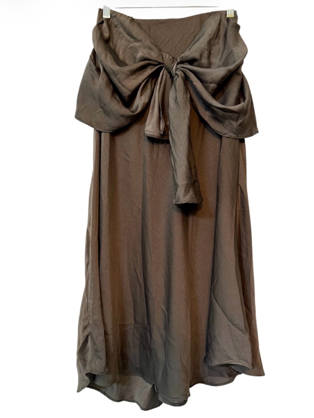 Mustard Seed Metallic Gray Bow Front Strapless Silky Party Dress Size Medium NWT